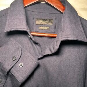 Porter and Ash 4 Way Stretch Mens Navy Blue Long Sleeve Button Down Shirt Large